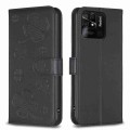 For Xiaomi Redmi 10C Four-leaf Embossed Leather Phone Case(Black)