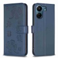 For Xiaomi Redmi 13C Four-leaf Embossed Leather Phone Case(Blue)