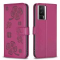 For Xiaomi Redmi K60 / K60 Pro Four-leaf Embossed Leather Phone Case(Rose Red)