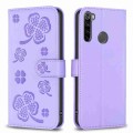 For Xiaomi Redmi Note 8 Four-leaf Embossed Leather Phone Case(Purple)
