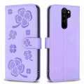 For Xiaomi Redmi Note 8 Pro Four-leaf Embossed Leather Phone Case(Purple)