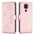 For Xiaomi Redmi Note 9 Four-leaf Embossed Leather Phone Case(Pink)