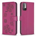 For Xiaomi Redmi Note 10 5G Four-leaf Embossed Leather Phone Case(Rose Red)