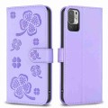 For Xiaomi Redmi Note 10 5G Four-leaf Embossed Leather Phone Case(Purple)