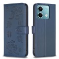 For Xiaomi Redmi Note 13 4G Global Four-leaf Embossed Leather Phone Case(Blue)