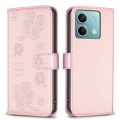 For Xiaomi Redmi Note 13 4G Global Four-leaf Embossed Leather Phone Case(Pink)