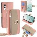 For Fujitsu Arrows N F-51C Crossbody Litchi Texture Leather Phone Case(Pink)