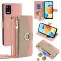 For LG K52 Crossbody Litchi Texture Leather Phone Case(Pink)