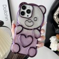 For iPhone 12 Pro Max Bear Shape Electroplated TPU Phone Case with Gradient Glitter Paper(Purple)