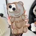 For iPhone 13 Bear Shape Electroplated TPU Phone Case with Gradient Glitter Paper(Gold)