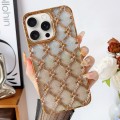 For iPhone 15 Pro Max Star Flower Electroplated TPU Phone Case with Gradient Glitter Paper(Gold)