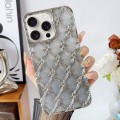 For iPhone 15 Pro Max Star Flower Electroplated TPU Phone Case with Gradient Glitter Paper(Silver)