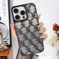For iPhone 15 Pro Star Flower Electroplated TPU Phone Case with Gradient Glitter Paper(Black)