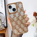 For iPhone 15 Star Flower Electroplated TPU Phone Case with Gradient Glitter Paper(Gold)