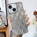 For iPhone 15 Star Flower Electroplated TPU Phone Case with Gradient Glitter Paper(Silver)