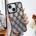 For iPhone 15 Star Flower Electroplated TPU Phone Case with Gradient Glitter Paper(Black)