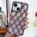 For iPhone 14 Star Flower Electroplated TPU Phone Case with Gradient Glitter Paper(Purple)