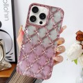 For iPhone 14 Pro Star Flower Electroplated TPU Phone Case with Gradient Glitter Paper(Pink)