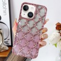 For iPhone 13 Star Flower Electroplated TPU Phone Case with Gradient Glitter Paper(Pink)