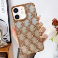 For iPhone 12 Star Flower Electroplated TPU Phone Case with Gradient Glitter Paper(Gold)