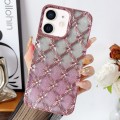 For iPhone 12 Star Flower Electroplated TPU Phone Case with Gradient Glitter Paper(Pink)