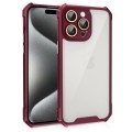 For iPhone 15 Pro Max Shockproof Acrylic Phone Case with Lens Glass Film(Wine Red)