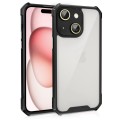 For iPhone 15 Shockproof Acrylic Phone Case with Lens Glass Film(Black)