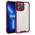For iPhone 13 Pro Shockproof Acrylic Phone Case with Lens Glass Film(Wine Red)