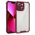 For iPhone 13 Shockproof Acrylic Phone Case with Lens Glass Film(Wine Red)