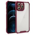 For iPhone 12 Pro Max Shockproof Acrylic Phone Case with Lens Glass Film(Wine Red)