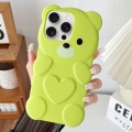 For iPhone 15 Pro Bear Shape Oil-sprayed TPU Phone Case(Green)