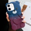 For iPhone 12 Bear Shape Oil-sprayed Gradient TPU Phone Case(Blue Purple)