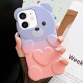 For iPhone 12 Bear Shape Oil-sprayed Gradient TPU Phone Case(Purple Pink)