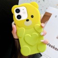 For iPhone 11 Bear Shape Oil-sprayed Gradient TPU Phone Case(Yellow Green)
