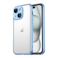 For iPhone 15 Macaron PC Phone Pure Border Frame with Lens Glass Film(Blue)