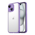 For iPhone 15 Plus Macaron PC Phone Pure Border Frame with Lens Glass Film(Purple)