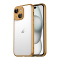 For iPhone 15 Plus Macaron PC Phone Pure Border Frame with Lens Glass Film(Gold)
