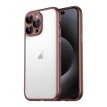For iPhone 15 Pro Macaron PC Phone Pure Border Frame with Lens Glass Film(Brown)