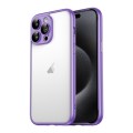 For iPhone 15 Pro Max Macaron PC Phone Pure Border Frame with Lens Glass Film(Purple)