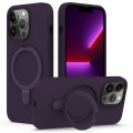 For iPhone 13 Pro MagSafe Magnetic Liquid Silicone Phone Case with Ring Holder(Purple)