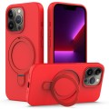 For iPhone 15 Pro MagSafe Magnetic Liquid Silicone Phone Case with Ring Holder(Red)