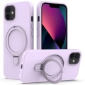 For iPhone 11 MagSafe Magnetic Liquid Silicone Phone Case with Ring Holder(Lilac Purple)