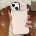 For iPhone 15 Skin Feel PC Liquid Silicone Phone Case(Grey Pink)