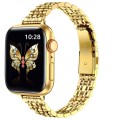 For Apple Watch SE 2023 44mm Slim Seven Bead Slingshot Buckle Metal Watch Band(Gold)