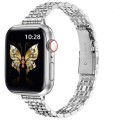 For Apple Watch Series 6 40mm Slim Seven Bead Slingshot Buckle Metal Watch Band(Silver)