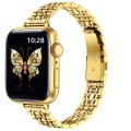 For Apple Watch Series 5 40mm Slim Seven Bead Slingshot Buckle Metal Watch Band(Gold)