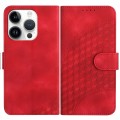 For iPhone 15 Pro YX0060 Elephant Head Embossed Phone Leather Case with Lanyard(Red)