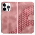 For iPhone 13 Pro YX0060 Elephant Head Embossed Phone Leather Case with Lanyard(Pink)