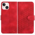 For iPhone 13 YX0060 Elephant Head Embossed Phone Leather Case with Lanyard(Red)