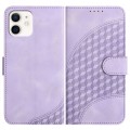 For iPhone 12 mini YX0060 Elephant Head Embossed Phone Leather Case with Lanyard(Light Purple)